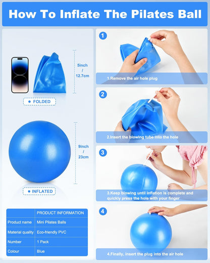 9 Inch Pilates Ball Small Excercise Ball, Coregeous Balls, Workout Balls for ...