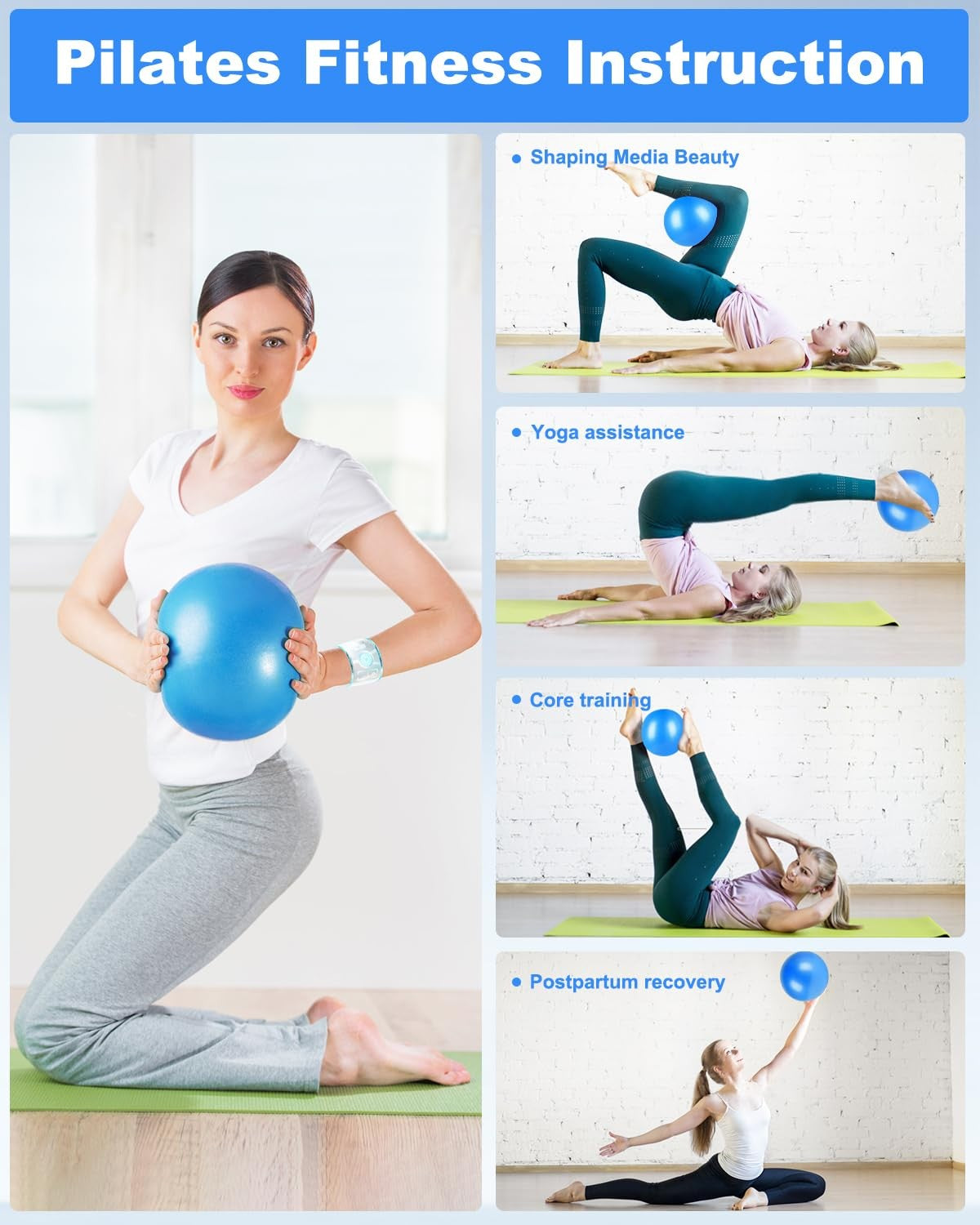 9 Inch Pilates Ball Small Excercise Ball, Coregeous Balls, Workout Balls for ...