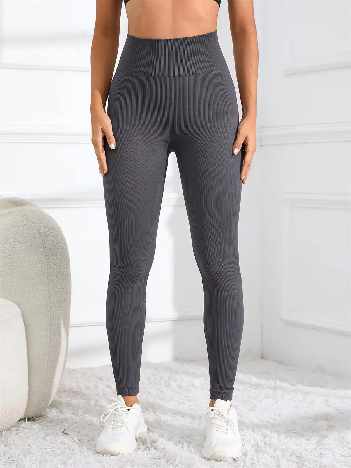 High Waisted Seamless Ribbed Pilates Leggings