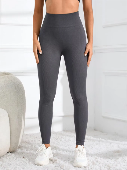 High Waisted Seamless Ribbed Pilates Leggings